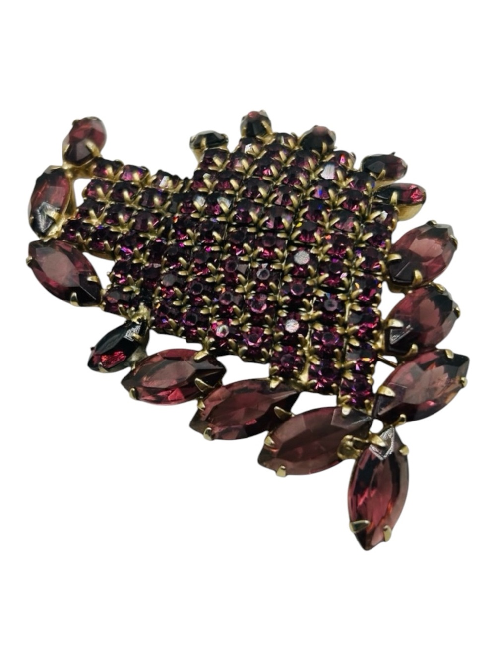 Huge Vintage Purple Rhinestone Layered Brooch